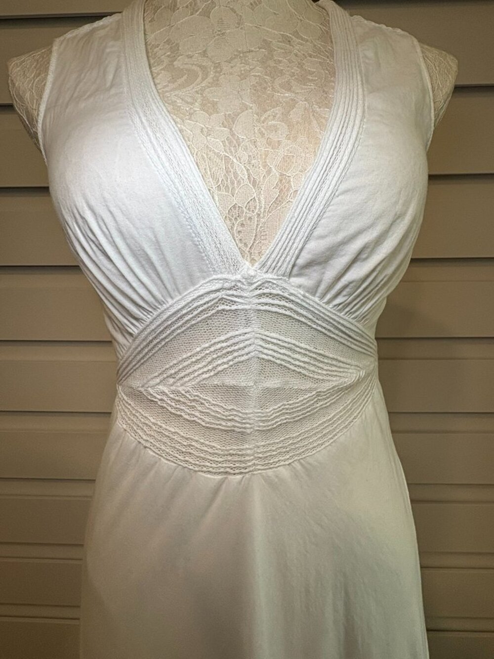 Catherine Malandrino Victorian Romantic White Fairycore Lace V Neck Maxi Dress - Picture 6 of 16